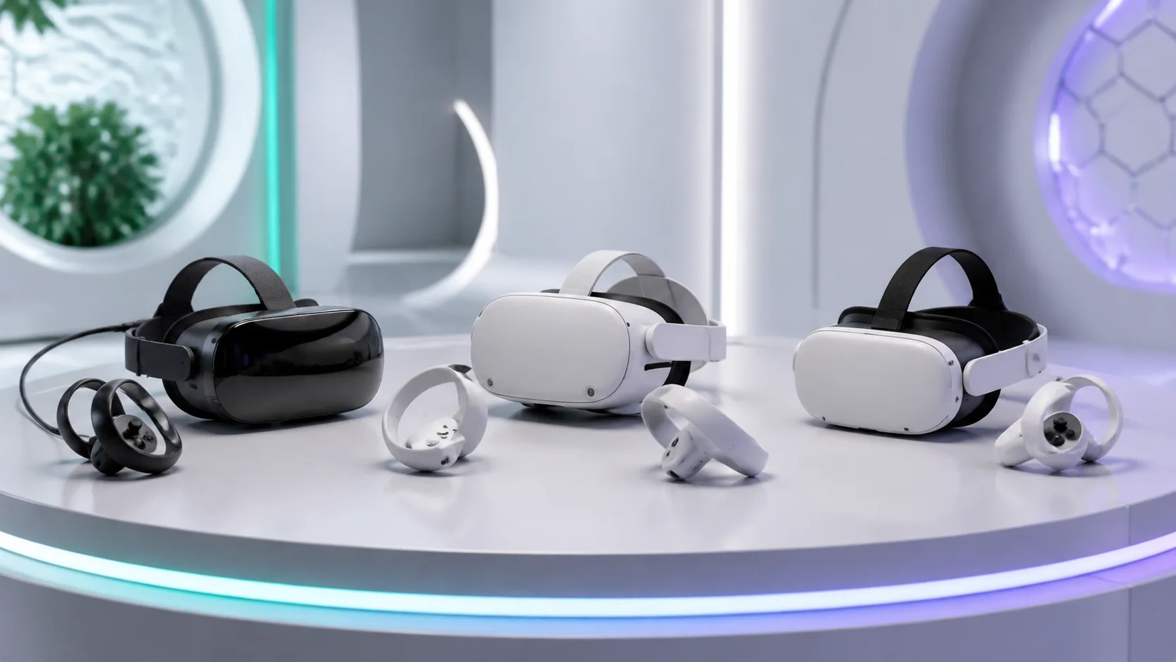 Wired, wireless hybrid, and lightweight PC VR headsets with controllers